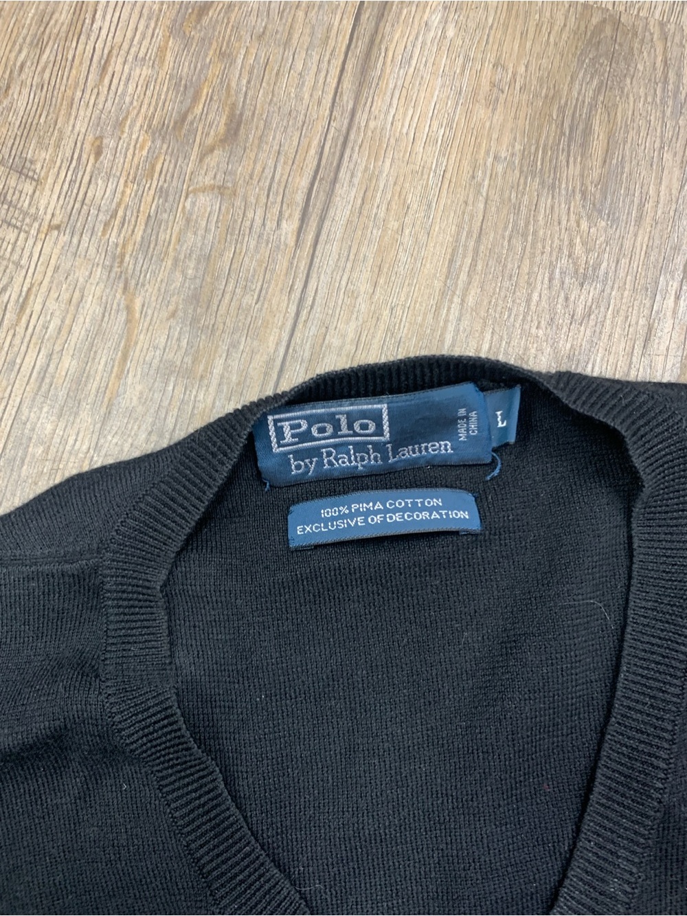 Ralph Lauren Black V-Neck Sweater with Purple Pony Logo - Picture 2 of 3